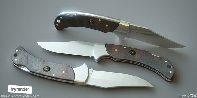 Vizualizace nožů ve fryrenderu