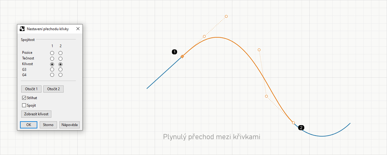 Plynulý přechod mezi křivkami