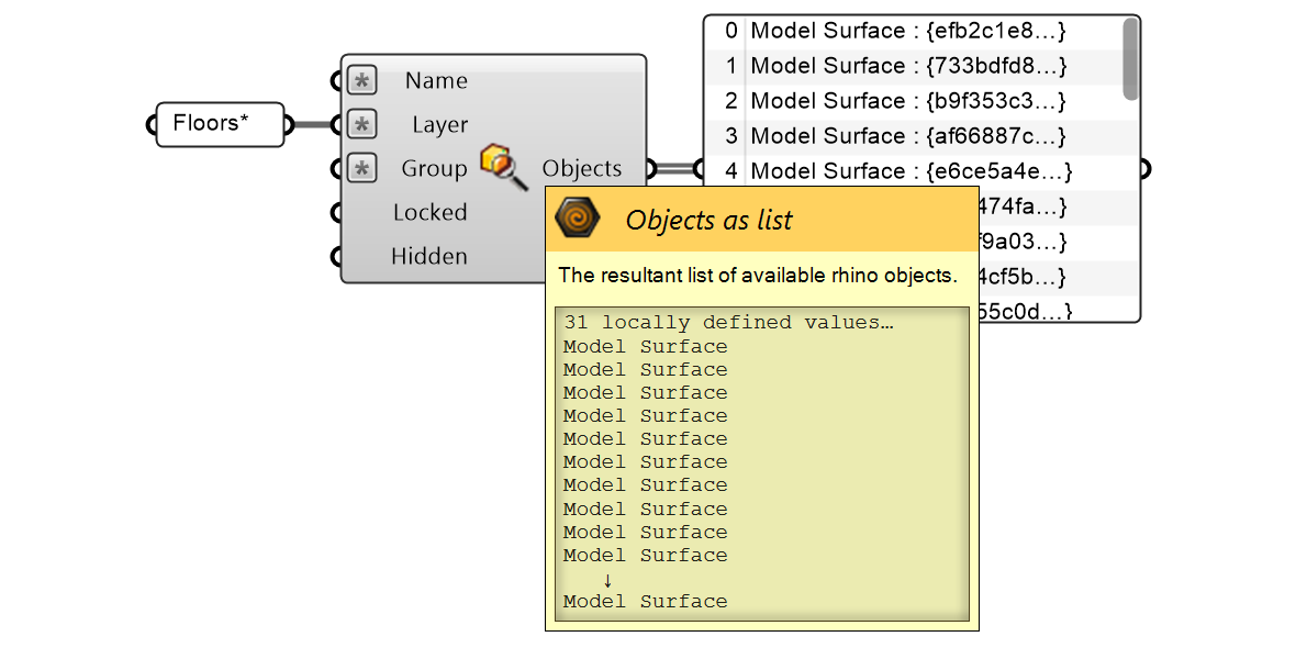 Komponenta Query Model v Grasshopperu pro Rhino 8